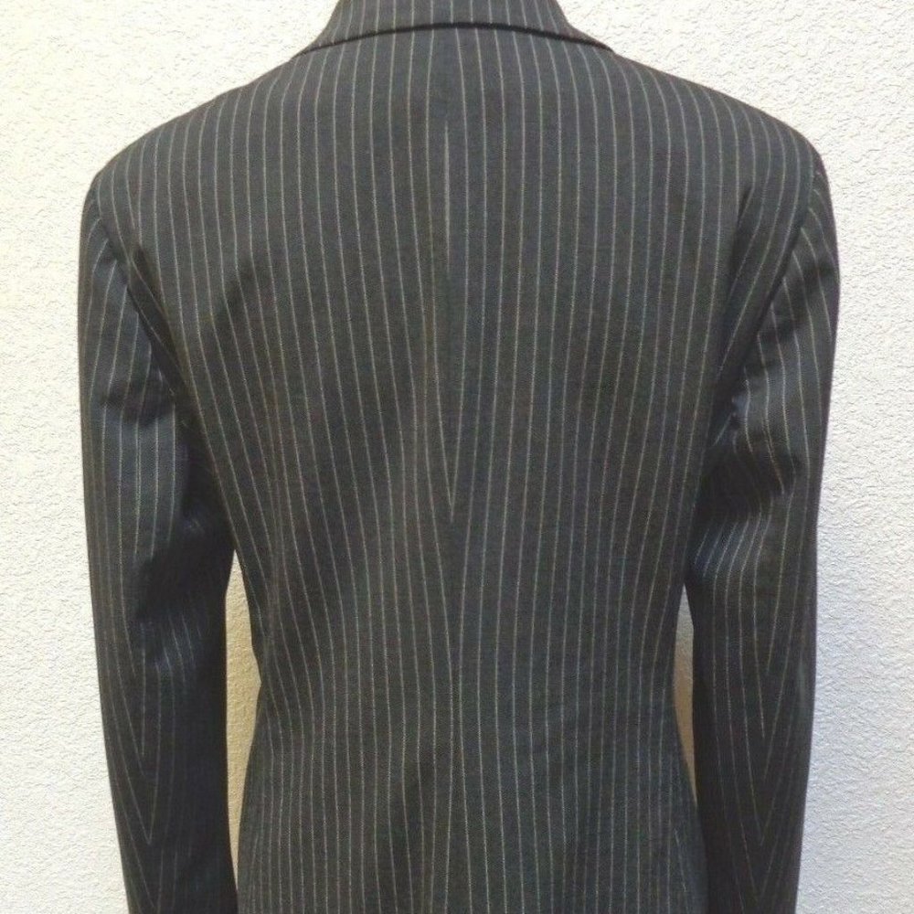 BLACK PINSTRIPE HIP LENGTH BLAZER 8 - Picture 3 of 6